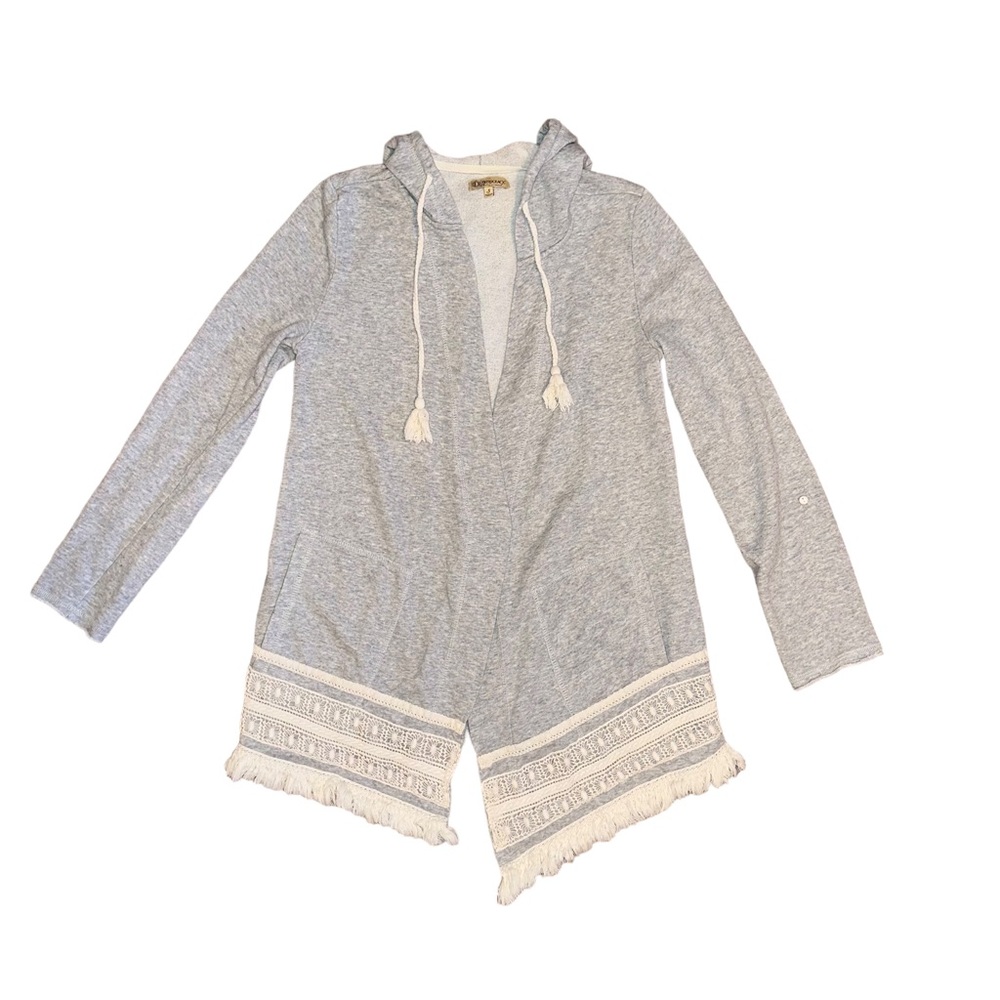 Democracy Fringe Open Hoodie Gray Size Small